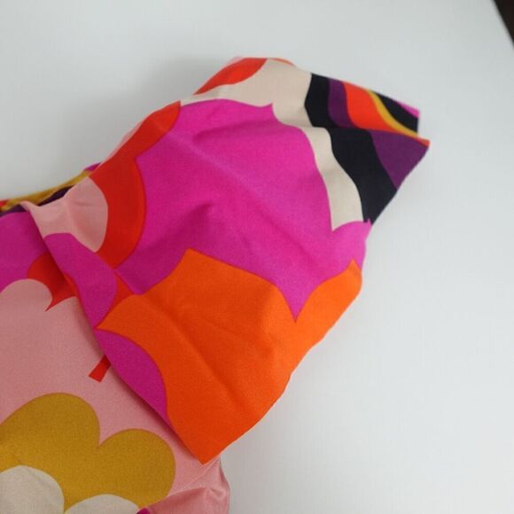 Trina Turk Womens Fan Faire Off The Shoulder Ruffle Bandeau Swim Top Size 4 - Picture 6 of 9